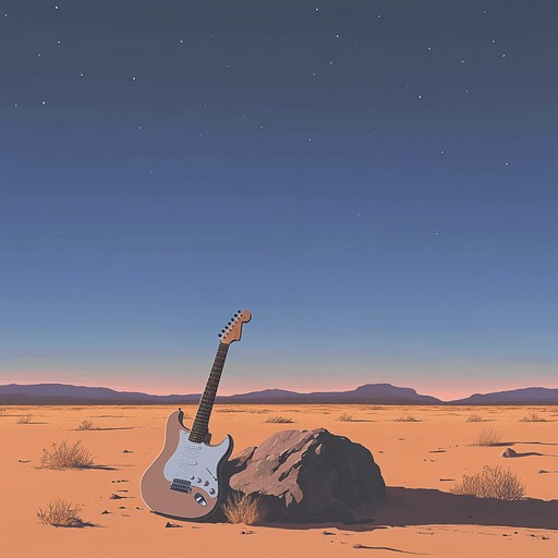 A haunting solo guitar composition that conveys the profound stillness and beauty of the desert at dusk, providing a meditative, soul searching experience to the listener.