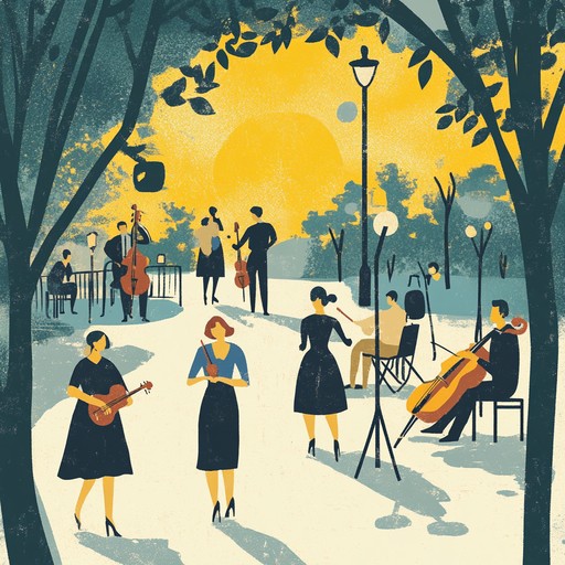 An upbeat, lively instrumental piece that evokes the cheerful atmosphere of a sunny day in the 1950s, featuring whistling melodies and swing rhythms that bring to mind joyful strolls through the park.