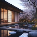 a tranquil instrumental capturing japan's peaceful gardens at dusk