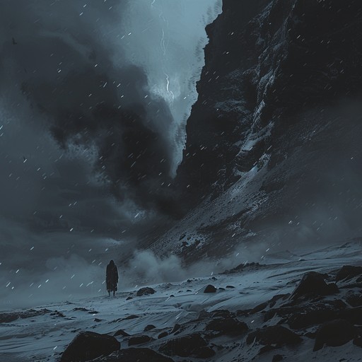 An unrelenting onslaught of blast beats, tremolo-picked guitars, and ominous atmospheric elements, creating a vortex of icy darkness and despair. The track evokes images of a frozen, desolate landscape consumed by an eternal blizzard, as the relentless instrumental assault plunges the listener into the depths of a black metal abyss