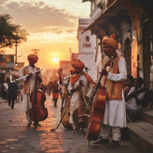 An enchanting instrumental track blending traditional klezmer with exotic rhythms, painting a vivid sonic picture of a mystical dance on a deserted street. The prominent clarinet melodies lead the rich soundscape, accompanied by percussions and other traditional instruments, creating an evocative and lively atmosphere.