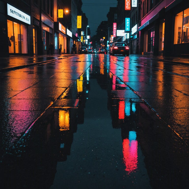 This track channels a nighttime stroll through a rain soaked neon cityscape. The melody is characterized by soft, pulsating beats beneath layers of atmospheric synth, emulating the feel of raindrops lit by shimmering neon signs. Ethereal effects and a gentle progression add a dream like quality to the composition.