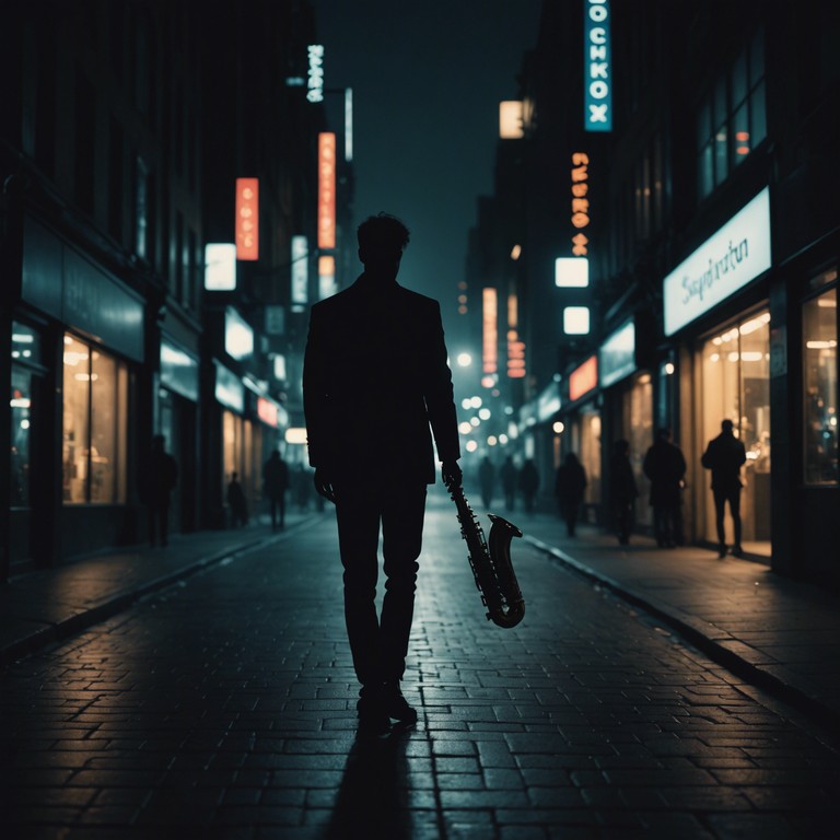 This track encapsulates the essence of a gritty, nocturnal urban landscape, where the sophisticated rhythms of jazz intertwine with the energetic pulses of house music, creating a vibrant yet moody atmosphere perfect for a nighttime city exploration. The deep, sonorous saxophone solos dance over a dynamic backdrop of electronic beats and deep bass lines, depicting the life and energy of the city after dark.