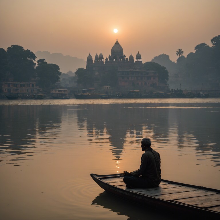 Inspired by the spiritual aura of the ganges at sunrise, this track blends traditional indian raga with the intense energy of rock, creating a sound that resonates with a deep calling for inner peace and powerful self reflection. The ensemble features a sitar leading with intricate improvisations, backed by a full rock band that adds a dynamic energy, bridging two worlds into a transcendent experience.