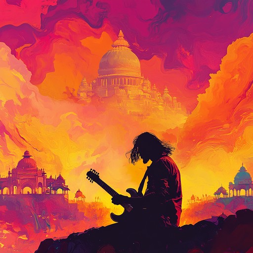 Experience a joyous instrumental that merges indian raga melodies with powerful rock guitar, delivering an uplifting and energetic musical journey