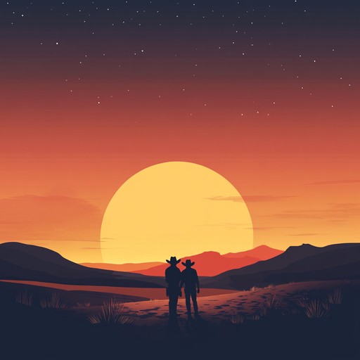 Combining the serene sounds of guitar and harmonica, this piece captures the tender romance of the western plains at sunset, evoking imagery of cowboys and their sweethearts sharing heartfelt moments.