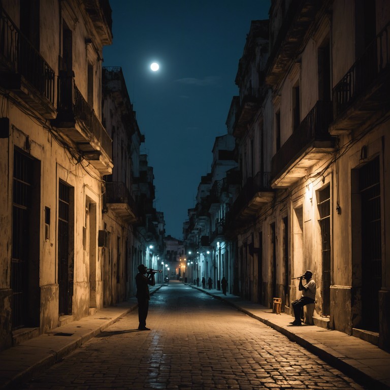 This piece captures the essence of a somber evening in havana, where the slow, seductive rhythms of latin jazz blend with the distant sounds of the ocean. The music evokes a sense of deep reflection and yearning, guided by the melancholic tones of a solo trumpet that sings of lost loves and old stories. The ambience is thick with nostalgia and the beauty of a starry night, making every note resonate with emotion.