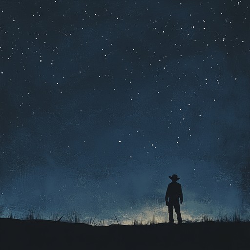 In this track, a solitary cowboy journeys across a vast, open landscape under a canopy of stars. The music reflects his introspective mood and the vastness of the night sky with only his thoughts and the quiet night sounds as companions.