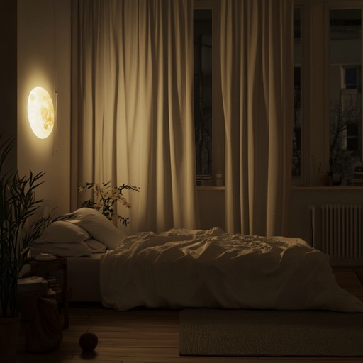 A calming track with delicate, reflective tunes capturing late night thoughts and musings within the cozy confines of a quiet bedroom. The soft instrumentals create a peaceful yet introspective atmosphere perfect for winding down.