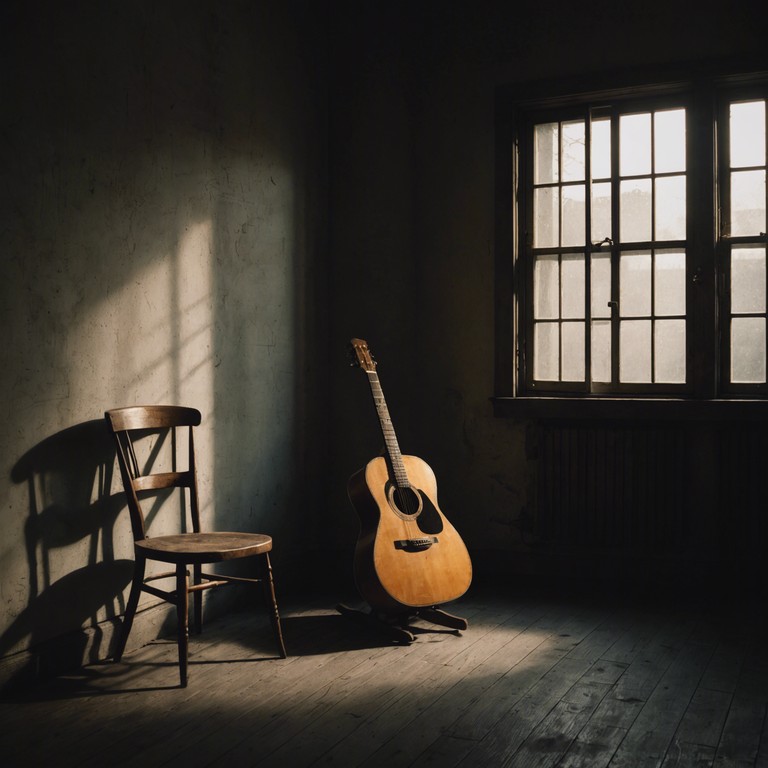 Delve deeper into the realms of quiet introspection and subtle despair captured by the gentle strum of an acoustic guitar. As notes rise and fall like the remnants of old memories, each strum is a whisper of the soul's more secluded corners.