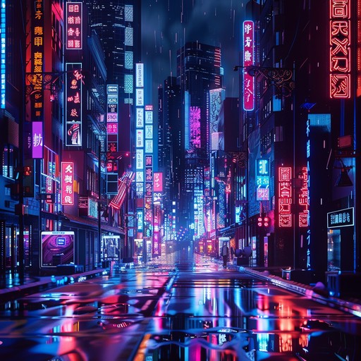 Dive into a world where neon lights illuminate forbidden love with pulsating electronica rhythms. The passionate undercurrents cut through the dark alleys of a futuristic cityscape, blending intense emotions and synthetic textures.