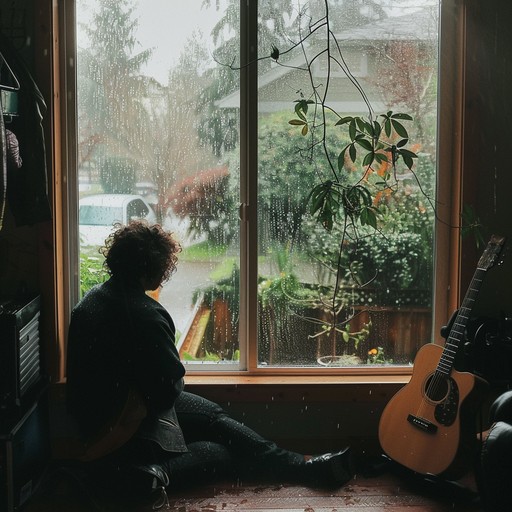 A poignant grunge piece capturing solitary rain inspired introspection. Minimalistic guitar melodies paired with understated percussion create an intimate, melancholic atmosphere