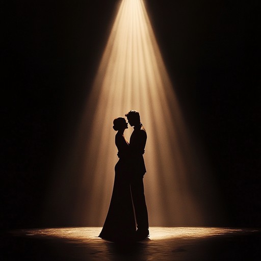 The orchestral composition immerses the audience in a sweeping romantic tale, with powerful crescendos and tender, emotional passages, evoking the passion and drama of two lovers under the glittering lights of broadway