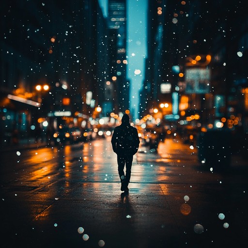 A captivating instrumental piece that combines ambient electronic textures and shimmering synth melodies to depict the solitary wanderings through glittering city streets at night, evoking feelings of introspection and melancholy.