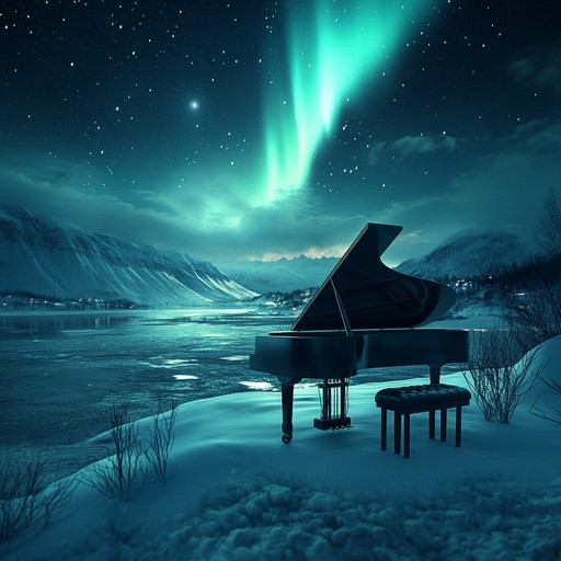 A serene suomipop composition designed to reflect the quiet beauty and introspective nature of the aurora borealis. The piece features soothing piano melodies that gently flow, creating an atmosphere of calm reflection and peaceful contemplation.