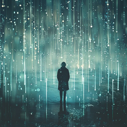 Imagine a dark, dystopian cityscape where rain softly falls on cybernetic structures. This track features ethereal pads overlaid with sporadic, glitchy beats and intermittent cybernetic whispers, creating an atmosphere of intrigue and isolation.