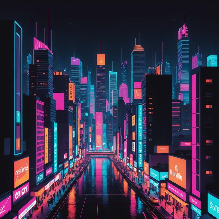 A captivating journey through an electrifying urban environment, this alternative title hints at a musical exploration where one can almost feel the pulsating lights and the rhythm of the city under their feet. The music is a symphony crafted not from traditional instruments, but from the sights and sounds of the nightlife itself.