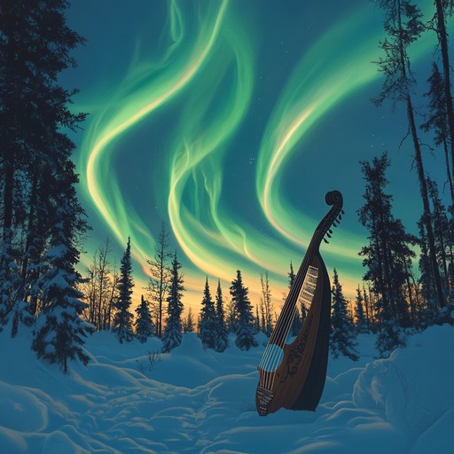 An enchanting instrumental ballad that combines the haunting melodies of the scandinavian nyckelharpa with modern ambient synths, creating a vibrant soundscape inspired by the ethereal beauty of the northern lights and ancient nordic folklore.