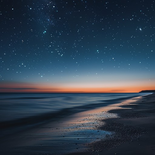 Envision a serene beach under a starlit sky, with soft guitar harmonies weaving through the night air. The sound of gentle waves adds a touch of tranquility, creating an ambiance perfect for reflection and dreams.