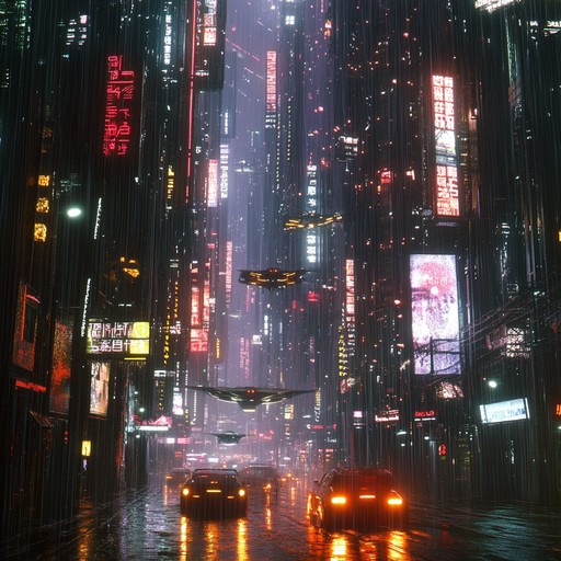 Experience a relentless electronic journey with powerful synths and driving beats, depicting the nerve racking energy of a high tech cyber city. This track paints an auditory portrait of chaos and complexity in a futuristic urban landscape.