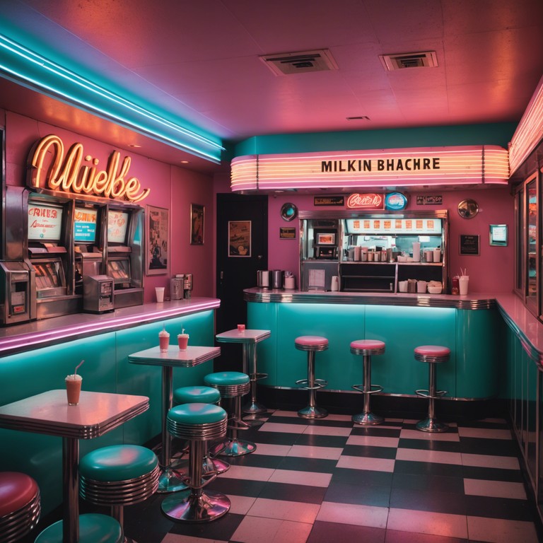 Imagine a reunion at an old fashioned soda shop where the jukebox plays invigorating tunes that make everyone want to dance. The electric guitar leads the rhythm with upbeat and vibrant echoes of bygone days.