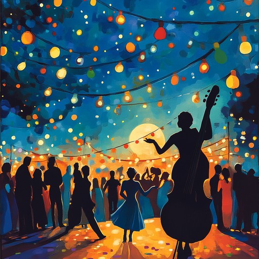 An instrumental piece that blends smooth melodies with lively carnival rhythms, evoking the spirited atmosphere of a carnival celebration under the moonlight. The music melds gentle harmonies with rhythmic percussion, creating a soothing yet festive soundscape.