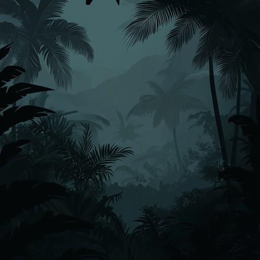 An instrumental piece blending eerie marimba melodies with haunting ambient sounds, capturing an unsettling atmosphere beneath the canopy of a tropical forest at night.