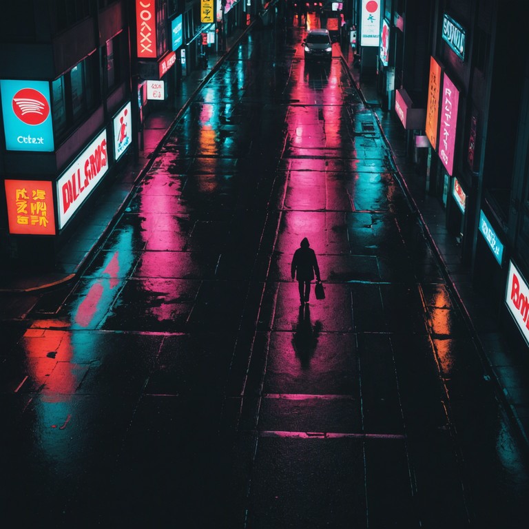 Exploring a deeper emotional layer within the cyberpunk genre, this track uses the somber tones of a synthesizer to reflect on the solitary experience of an individual in a sprawling, neon lit city. The composition draws listeners into a state of contemplative melancholy as they navigate through sonic waves that mimic the pulsating life of a metropolis at night. Exploring a deeper emotional layer within the cyberpunk genre, this track uses the somber tones of a synthesizer to reflect on the solitary experience of an individual in a sprawling, neon lit city. The composition draws listeners into a state of contemplative melancholy as they navigate through sonic waves that mimic the pulsating life of a metropolis at night.