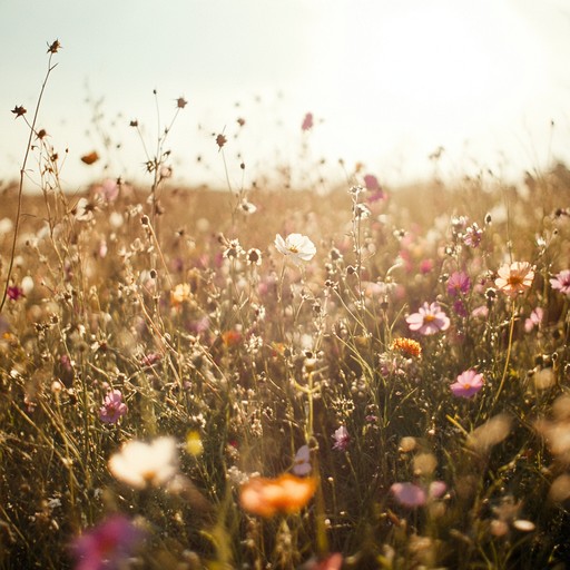 Visualize skipping through fields of flowers under the warm sun, as cheerful melodies and lively rhythms create an uplifting soundscape, perfect for a joy filled journey.