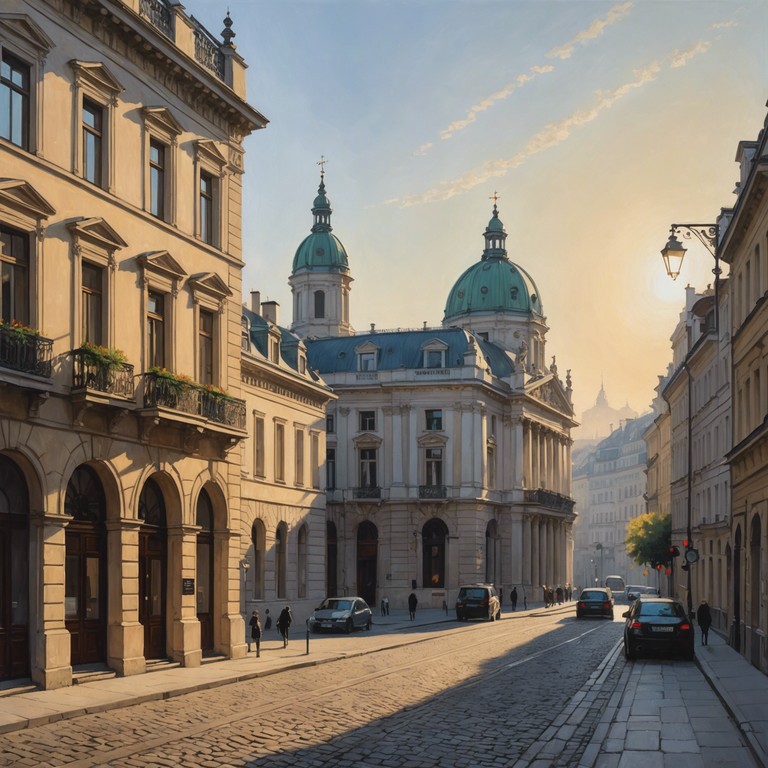 A musical portrayal of dawn's first light washing over vienna, using the violin's dynamic range to evoke the freshness of morning and the grace of a waltz. This piece encourages the listener to imagine strolling through cobblestone streets as the city stirs to life, with each note painting a picture of optimism and renewal.