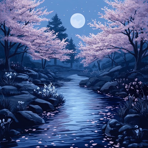 This instrumental piece is inspired by tranquil anime moments, featuring soft koto melodies intertwined with delicate harmonies, painting the serene beauty of a silent moonlit garden and evoking feelings of peace and gentle introspection.