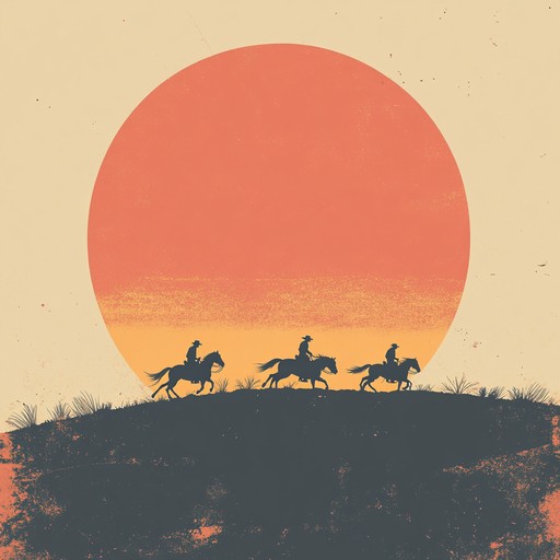 An upbeat instrumental embodying the spirit of the old west, featuring fast paced rhythms and twangy melodies that evoke images of cowboys galloping across open plains during a thrilling horse chase.