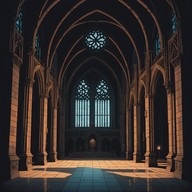 dark melodies haunt an ancient cathedral