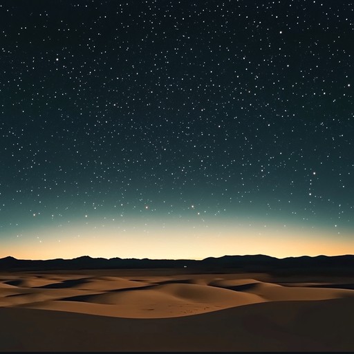 A blend of traditional middle eastern melodies with atmospheric electronic elements, transporting the listener to a mystical desert landscape. Evoking the sense of awe and wonder at the vast expanse of shifting sands and ancient tales whispered by the wind.