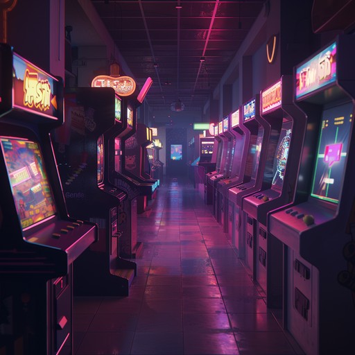 Step into a nostalgic trip down memory lane as lush synths transport you to the neon lit arcades of the 1980s. Imagine a mix of melodic synthpop and vaporwave, with unpredictable, weird sound effects that bring an uncanny twist to your childhood joy. Echoey pads and retro drum machines create a haunting yet comforting soundscape.