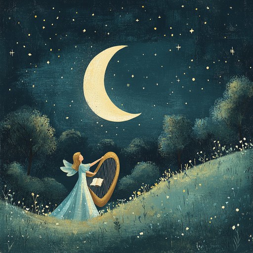 A tender and soothing melody that combines the tranquility of nursery rhymes with a touch of the spiritual, creating a peaceful and celestial atmosphere perfect for bedtime. The gentle tones of a harp guide the listener into a dreamy and serene landscape, evoking a sense of divine protection and comfort