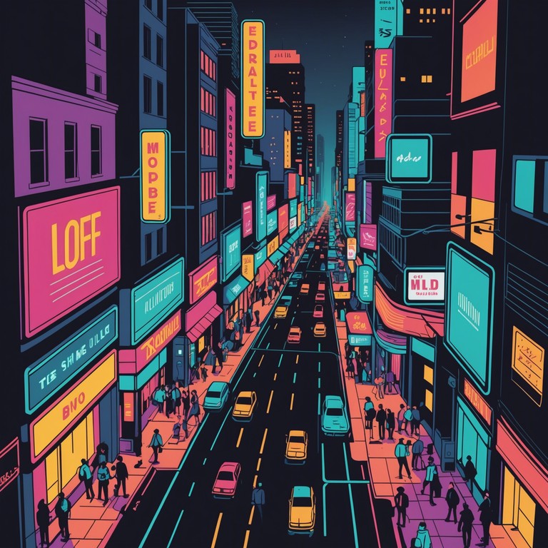 A high tempo electropop track that features bold synth layers and pulsating rhythms, capturing the essence of a vibrant city night. The melody is catchy, designed to evoke feelings of exhilaration and joy as one explores the neon lit streets.