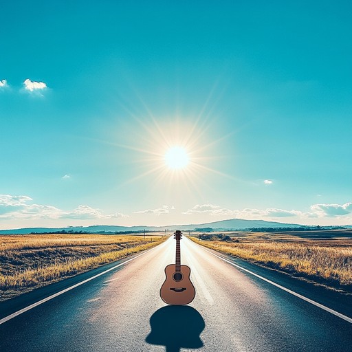 A lively and energetic hard rock instrumental featuring driving guitar riffs and pounding drums, capturing the spirit of adventure on sun drenched highways, evoking a carefree journey through vast landscapes with the wind in your hair.