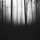 mysterious vibes in haunted, misty woodland