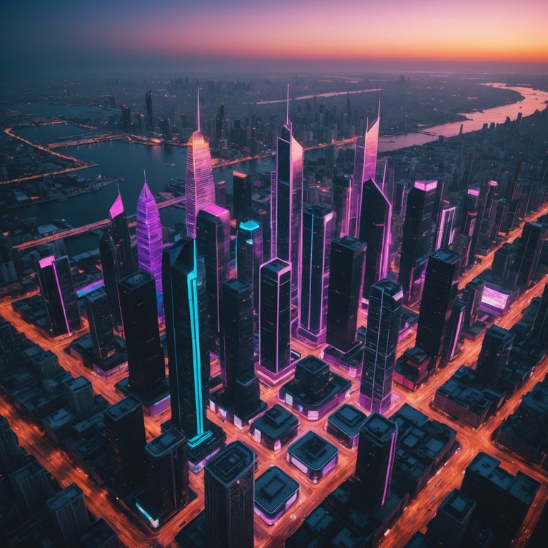 Dive deeper into the heart of a digital metropolis with each pulse of this powerful track, enveloped in vibrant neon glows and the rhythm of advanced civilization