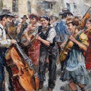 energetic and spirited klezmer tune with dancing rhythms.