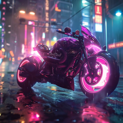 Cruising down the rain-slicked streets of a futuristic metropolis, this instrumental synthwave track pulses with retro 80s synths, gritty basslines, and atmospheric pads. Evoking images of towering skyscrapers, holographic billboards, and flying vehicles, the song builds in intensity as it progresses, capturing the excitement and danger of a cyberpunk world.