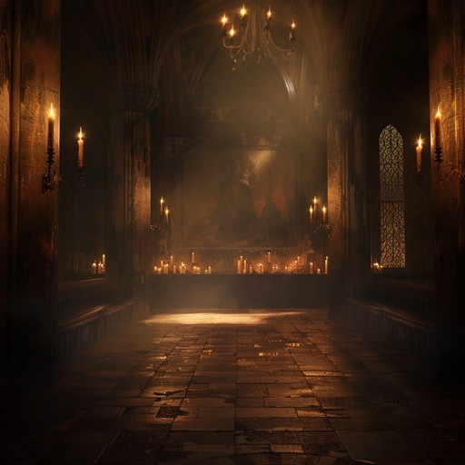 An unsettling, eerie instrumental piece with intricate harpsichord patterns, minor key melodies, and cathedral like echoes. Picture a ghostly, candle lit castle hall where shadows dance to the haunting baroque rhythms, creating an ominous and timeless atmosphere.