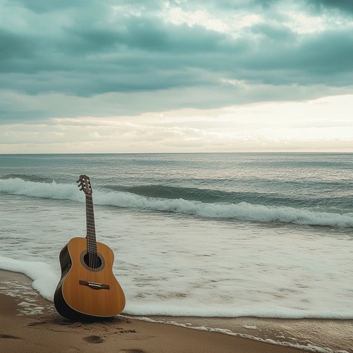 Soft acoustic strums and ambient binaural beats take you to a peaceful ocean shore, perfect for relaxation and stress relief