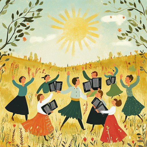 A lively and uplifting polka tune that captures the spirit of celebration in a small village, with fast paced accordion melodies and rhythmic dance beats, evoking images of joyful dancing and communal festivity.