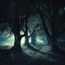 gently dramatic, ethereal piano echoing through a forest.