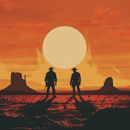 A gripping instrumental that evokes the tense atmosphere of an old western showdown as the sun sets on the dusty horizon. Sparse yet impactful guitar melodies build anticipation, accompanied by rhythmic percussion that mirrors the heartbeat of a duel. Sweeping cinematic crescendos and dramatic pauses capture the essence of a high stakes face off in the wild west