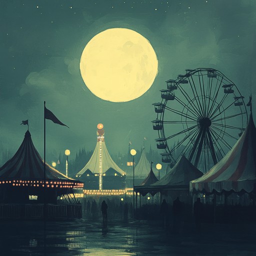 An instrumental track that blends haunting melodies with festive rhythms to evoke the enigmatic atmosphere of a carnival at midnight, filled with whispers of hidden wonders and secrets. The arrangement intertwines eerie harmonies with lively beats, creating a sense of intrigue and excitement.