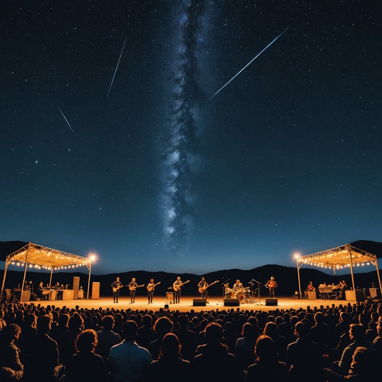 Explores the vibrancy and dynamic energy of blending ancient eastern musical traditions with western rock vigor. The track starts with a quiet sitar solo and escalates to a full rock band performance, symbolizing a journey from introspection to celebration.