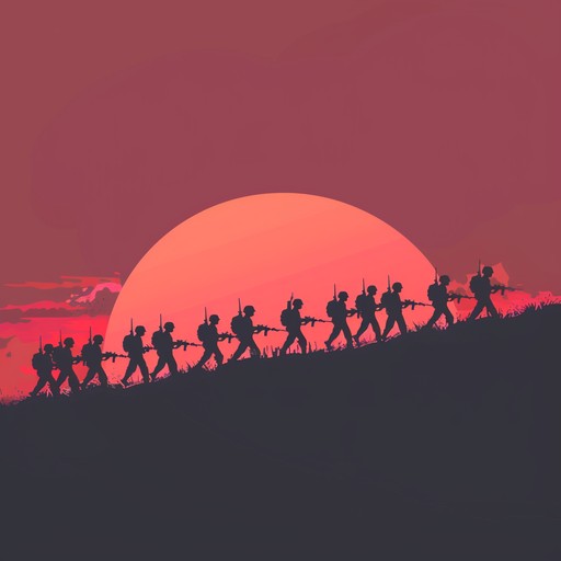 A calm and soothing instrumental showcasing the softer, reflective moments of a military band, playing as soldiers peacefully march home at dusk, with gentle flute melodies leading the way.